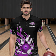 Load image into Gallery viewer, Purple Flame Bowling Polo Shirts for Men And Women Custom Bowling Team Jerseys Unisex BDT477