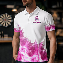 Load image into Gallery viewer, Pink Icy Light White Darts Polo &amp; Quarter Zip Custom Dart Shirts For Men Team Darts Jerseys TDM3683