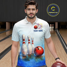 Load image into Gallery viewer, Watercolor Blue Bowling Shirts for Men Women Team Bowling Jersey for Bowlers MBL142