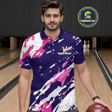Load image into Gallery viewer, Custom Pink&amp;Purple Bowling Shirts for Men Women Team Bowling Polo and Quarter Zip MBL117