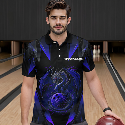 Blue Dragon Personalized Bowling Shirts For Men, Bowling Team Shirt Polo & Quarter-Zip HNT40