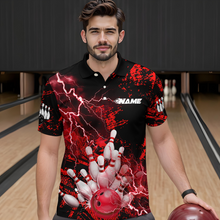 Load image into Gallery viewer, Red Thunder Lightning Bowling Shirt Custom Colorful Bowling Jersey Men Women Team MBL67