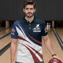 Load image into Gallery viewer, Personalized Red Blue &amp; White Bowling Shirt Patriotic Polo Bowling Jersey for Men &amp; Women QZT677