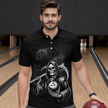 Load image into Gallery viewer, Custom Bowling Shirt Skull Bowling Polo Shirt for Men Bowling Team League QZT299