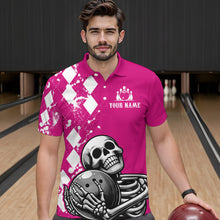 Load image into Gallery viewer, Skull Bowling Shirt for Men Custom Bowling Jersey Bowling Polo Shirt QZT245