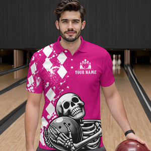 Skull Bowling Shirt for Men Custom Bowling Jersey Bowling Polo Shirt QZT245