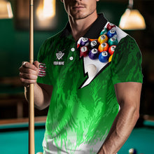 Load image into Gallery viewer, Personalized Green Pool Player Billiard 8 Ball Polo &amp; 1/4 Zip For Men Custom Billiard Shirt Jerseys TDM3657