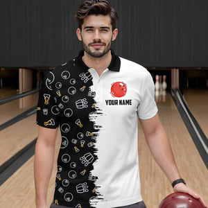 Custom Beer Bowling Shirt  Funny Bowling Team League Polo Bowling Shirt for Men QZT403