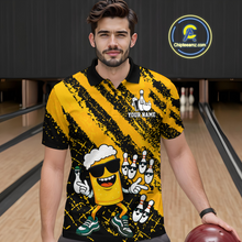 Load image into Gallery viewer, Custom Funny Beer Bowling Shirt Team Bowling League Jersey for Men Polo &amp; 1/4-Zip QZT759