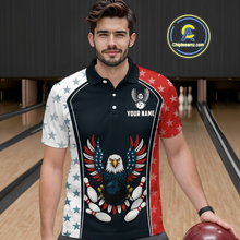 Load image into Gallery viewer, Eagel US Flag Bowling Custom Men Bowling Shirt Polo &amp; Quarter-Zip Bowling Team Jerseys HNT57