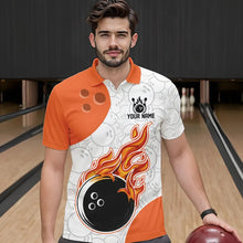 Load image into Gallery viewer, Flame Bowling Shirt Customized Orange Bowling Jerseys Team League Polo Bowling Shirt for Men QZT283