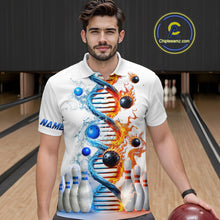 Load image into Gallery viewer, Custom Flame &amp; Water DNA Bowling Shirt White Polo Bowling Jersey for Men And Women QZT685