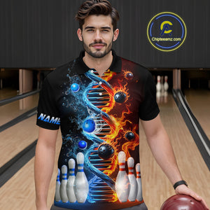 Custom Flame & Water DNA Bowling Shirt My DNA Polo Bowling Jersey for Men And Women QZT685