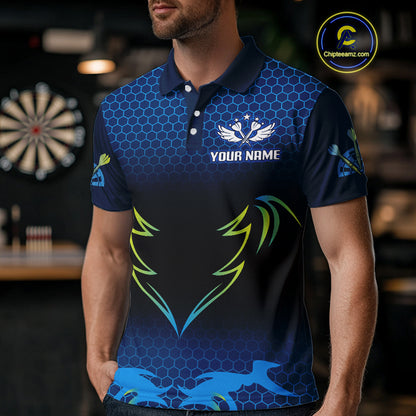 Colorful Phoenix Halftone Pattern Darts Shirt For Men - Custom Team & Player Name NYN0356