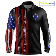Load image into Gallery viewer, Custom Mens Golf Polo Shirt USA Flag, Golf Family Team Shirt, School Team Golf Shirt, Patriotic Golf Shirt NHT715