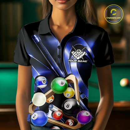 Custom Ball Pool Shirts Blue Billiard Shirt for Women Billiard Team Jersey Billiard League NNT180