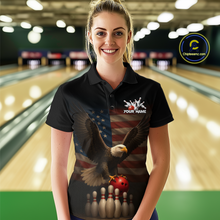 Load image into Gallery viewer, Custom Custom American Eagle Bowling Shirt for Women Polo &amp; Quarter-Zip Bowling Jersey Bowling Outfit QZT779
