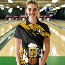 Load image into Gallery viewer, Custom Funny Beer Bowling Jersey for Women Bowling Uniform Polo &amp; 1/4 Zip Bowling Team Shirts HNT107