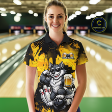 Load image into Gallery viewer, Custom Beer Wolf Bowling Jersey for Women Bowling Team Shirts Bowling Polo &amp; 1/4 Zip HNT264