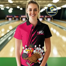 Load image into Gallery viewer, Pink Turkey Bowling Shirts for Women Men Team Custom Bowling Jerseys Thanksgiving MBL180