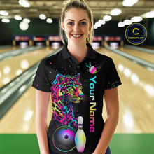 Load image into Gallery viewer, Custom Multicolor Leopard Bowling Shirts For Women Bowling Team Shirt Polo &amp; 1/4 Zip HNT134