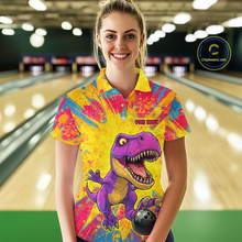 Load image into Gallery viewer, Custom Graffiti Dinosaur Bowling Jersey for Women Unisex Bowling Shirts for Team Polo &amp; 1/4 Zip HNT240