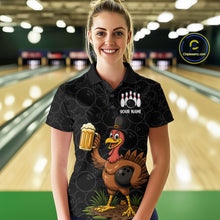 Load image into Gallery viewer, Funny Turkey Bowling Beer Thanksgiving Black Camo Custom Team bowling jerseys Women, bowling gifts NQS10974