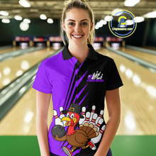 Load image into Gallery viewer, Purple Turkey Bowling Shirts for Women Men Team Custom Bowling Jerseys Thanksgiving MBL180