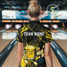 Load image into Gallery viewer, Custom Yellow Funny Beer Bowling Shirt Team Bowling League Jersey for Women Bowling Outfit QZT767
