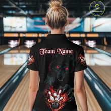 Load image into Gallery viewer, Custom Flame Wolf  Bowling Jersey for Women Bowling Uniform Polo &amp; 1/4 Zip Bowling Team Shirts HNT144