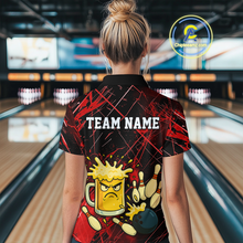 Load image into Gallery viewer, Custom Red Funny Beer Bowling Shirt Team Bowling League Jersey for Women Bowling Outfit QZT767