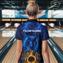 Load image into Gallery viewer, Lightning Wolf Bowling Shirts for Team Women Men Custom Wolf Bowling Jerseys Flame MBL200