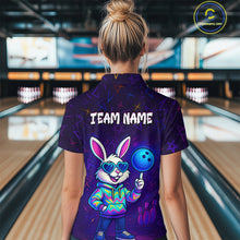 Load image into Gallery viewer, Custom Neon Funny Bunny Bowling Team Shirt Polo &amp; 1/4 Zip Bowling Jersey for Women QZT789
