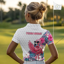Load image into Gallery viewer, Pink Flamingo Golf Shirt For Women, Funny Tropical Patten Golf Polo Shirt, Ladies Golf Outfit For Team NHT730