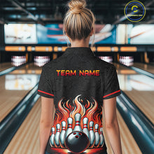 Load image into Gallery viewer, Flame Bowling Custom Women Bowling Shirt Polo &amp; Quarter-Zip Bowling Team Jerseys HNT56