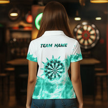 Load image into Gallery viewer, Icy Turquoise Light White Darts Polo &amp; Quarter Zip Custom Dart Shirts For Women Team Darts Jerseys  TDM3682