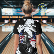 Load image into Gallery viewer, Black &amp; White Polo Bowling Team Jersey Custom American Dragon Bowling Shirt for Men Women QZT687