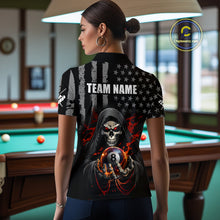 Load image into Gallery viewer, US Flag Skull Billiard Team Jersey for Women Billiard Shirt Polo &amp; 1/4 Zip NNT40