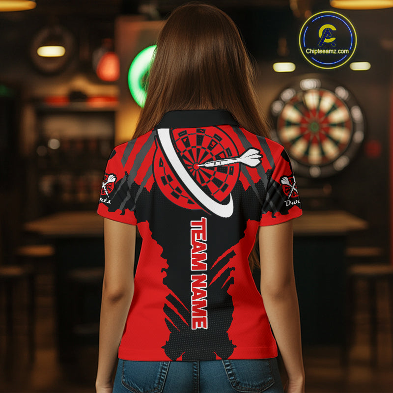 Red Darts Shirt With Claw Mark Design - Custom Team & Name Shirt For Women NYN0339