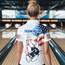 Load image into Gallery viewer, American Bowling Shirt Patriotic Bowling Shirts for Men Women Bowling Polo 1/4 Zip Shirt MBL26