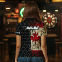 Load image into Gallery viewer, Grunge Vintage Canada Flag Custom Retro Dart Shirts For Women, Pride Team Patriotic Dart Jerseys TDM3691