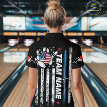 Load image into Gallery viewer, American Flag Bowling Custom Women Bowling Shirt Polo &amp; Quarter-Zip Bowling Team Jerseys HNT54