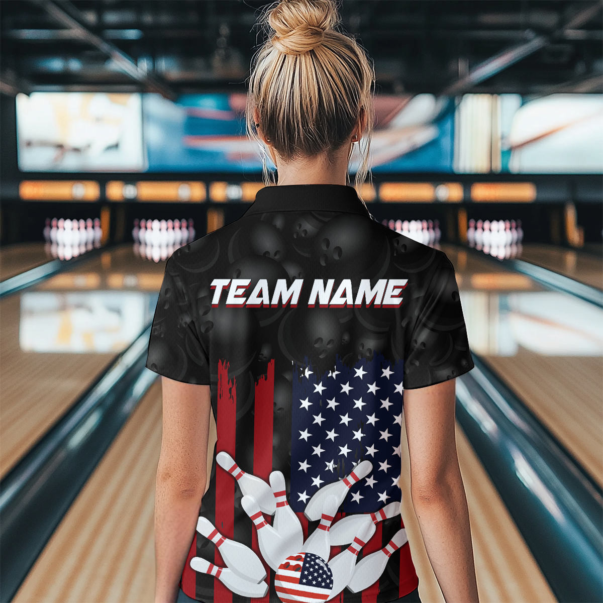 Custom American Flag Bowling Shirts for Men Women Patriotic Bowling Polo & 1/4 Zip MBL03