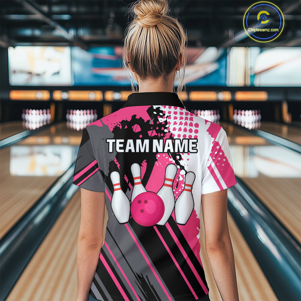 Custom Pink Bowling Shirts for Men Women Team Bowling Polo and Quarter Zip MBL104