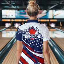 Load image into Gallery viewer, American Flag Bowling Custom Women Bowling Shirt Polo &amp; Quarter-Zip Bowling Team Jerseys HNT50