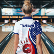 Load image into Gallery viewer, Personalized US Flag Funny Bowling Shirt for Women 3D Bowling Jersey Shirts Polo &amp; Quarter-zip with Team HNT08