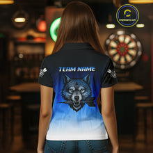 Load image into Gallery viewer, Persionalized Wolf-Head Dart Arrows Blue Dart Shirt For Women, Dart Team Jerseys NYN0112