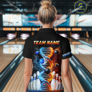 Custom Flame & Water DNA Bowling Shirt My DNA Polo Bowling Jersey for Men And Women QZT685