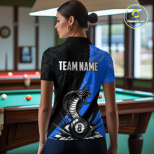 Load image into Gallery viewer, Custom Blue Cobra Snake 8 Ball Pool Billiard Shirts for Women Team Polo &amp; 1/4 Zip Shirts NNT57