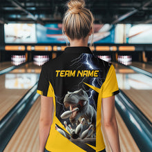 Load image into Gallery viewer, Yellow &amp; Black Thunder Bowling Shirts Custom Bowling Polo Jersey for Men Women QZT669